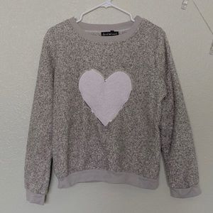 gray fuzzy sweater